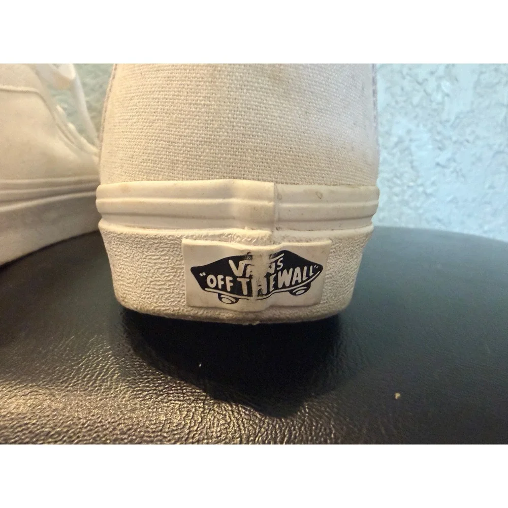 Vans Sk8-Hi High Top Sneakers Mens 7 Womens 8.5 True White Canvas Skate Shoes